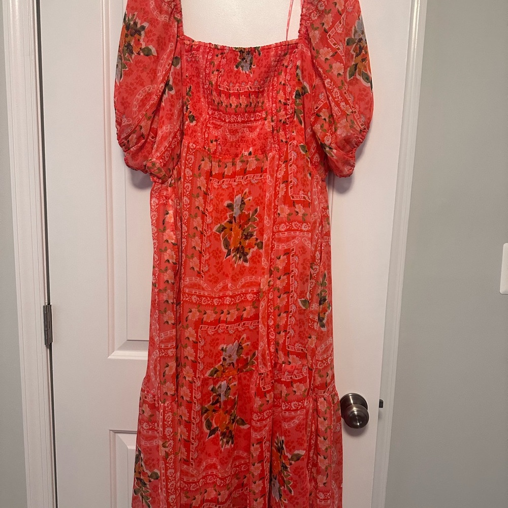 Lauren Conrad Square Neck Pleated Bodice Midi Dress - Floral - Picture 8 of 8